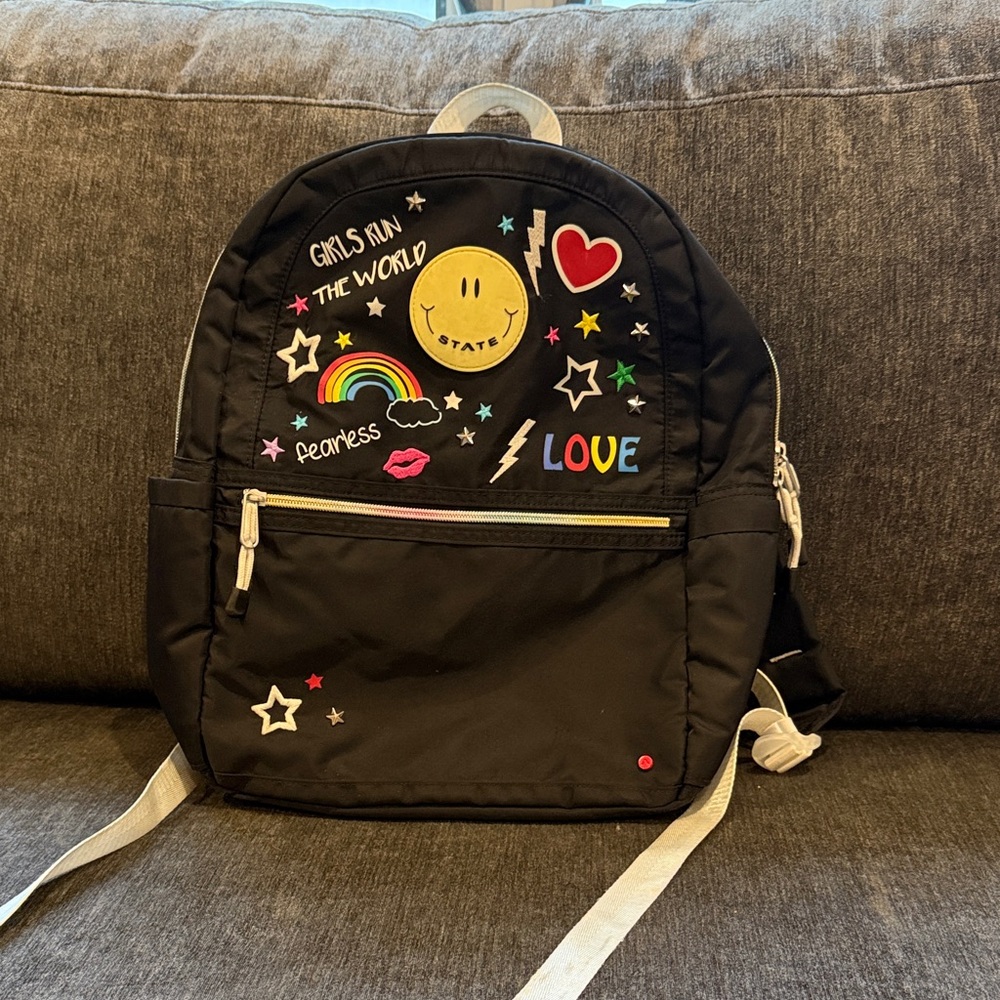 State Black Backpack with Colorful Embroidery